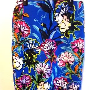 ECI Multicolored Floral Print Skirt Size: Lg